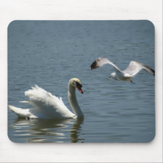 Vogel en zwaan over het meer van Morton Muismat