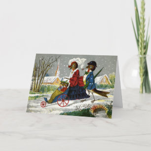 Vogel Familie Kerstmis Kaart