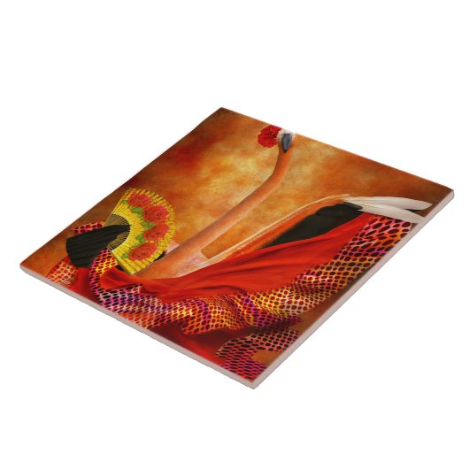 Vogel - Flamingo - Flamengo Dancer Tegeltje (Zijkant)