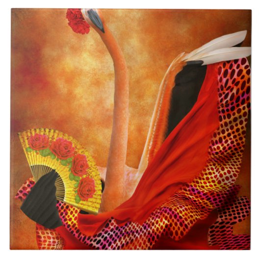 Vogel - Flamingo - Flamengo Danser Tegeltje (Voorkant)
