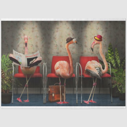 Vogel - Flamingo - Wandelkamer Tissuepapier (Voorkant)