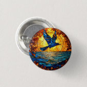 Vogel Flyer Over Zonsondergang Oceaan Ronde Button 3,2 Cm (Voorkant /achterkant)