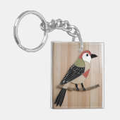 Vogel gestileerd papierkunstwerk sleutelhanger (Voorkant Links)