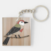 Vogel gestileerd papierkunstwerk sleutelhanger (Achterkant)