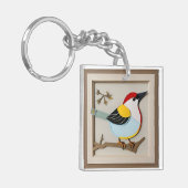 Vogel gestileerd papierkunstwerk sleutelhanger (Voorkant Links)
