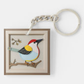 Vogel gestileerd papierkunstwerk sleutelhanger (Achterkant)
