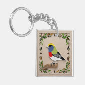 Vogel gestileerd papierkunstwerk sleutelhanger (Voorkant Links)