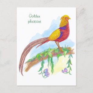 Vogel gouden fazant feestdagenkaart