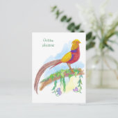 Vogel gouden fazant feestdagenkaart (Staand voorkant)