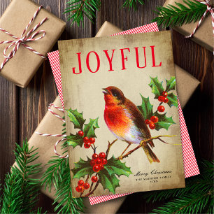  vogel + Holly Leaves Non-Photo Holiday Card