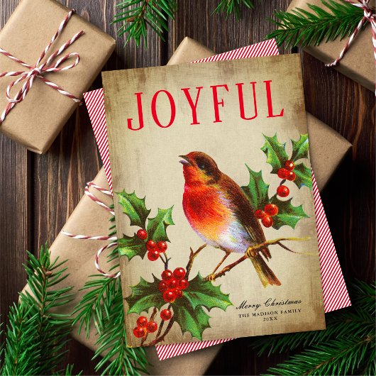  vogel + Holly Leaves Non-Photo Holiday Card