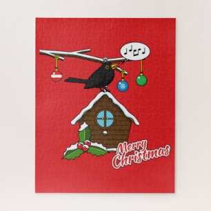 Vogel House Merry Kerstmis Legpuzzel