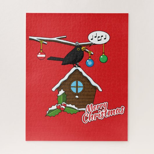 Vogel House Merry Kerstmis Legpuzzel (Verticaal)