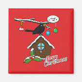 Vogel House Merry Kerstmis Magneet (Voorkant)