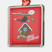 Vogel House Merry Kerstmis Metalen Ornament (Links)