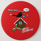 Vogel House Merry Kerstmis Ronde Button 6,0 Cm (Voorkant)