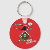 Vogel House Merry Kerstmis Sleutelhanger (Voorkant)