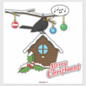 Vogel House Merry Kerstmis Sticker (Vel)