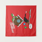 Vogel House Merry Kerstmis Wandkleed (Voorkant (horizontaal))