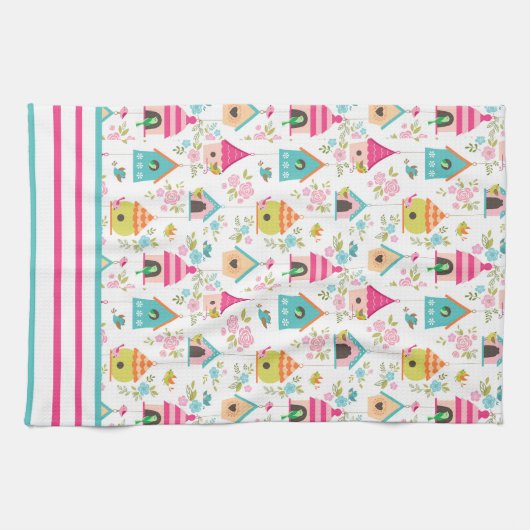 Vogel huizen keukenhanddoeken (Horizontaal)