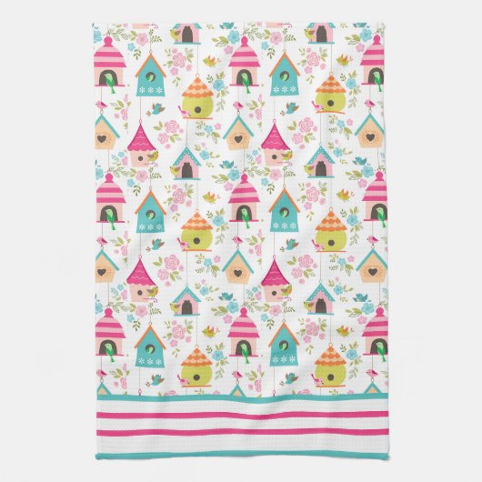 Vogel huizen keukenhanddoeken (Verticaal)