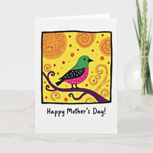 Vogel Illustratie Moederdag Kaart (Voorkant)