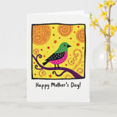 Vogel Illustratie Moederdag Kaart (Gele Bloem)
