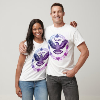 Vogel im Mandala Farbverlauf blau-lila T-shirt