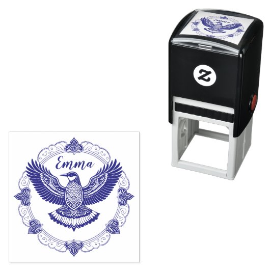 Vogel im Mandala Zelfinktende Stempel (In situ)