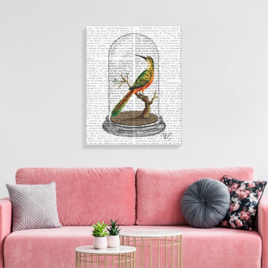 Vogel in Bell Jar Canvas Afdruk (Insitu (Woonkamer))