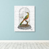 Vogel in Bell Jar Canvas Afdruk (Insitu (Houten vloer))