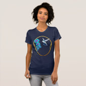 Vogel in blauw omgeven T-shirt (Voorkant volledig)