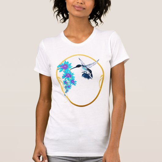 Vogel in blauw omgeven T-shirt (Voorkant)
