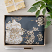 Vogel in bloei marine wit en goud tissuepapier (Geschenk)