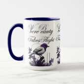 Vogel in bloei | Paarse en grijze harmonie Mok (Links)