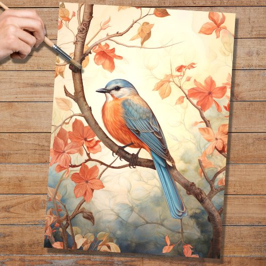 Vogel in Bloemen 6 Decoupage Papier