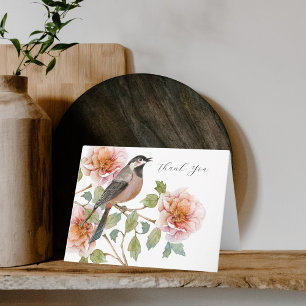 Vogel in bloemen bedankkaart