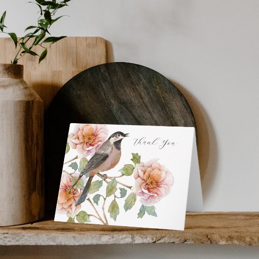 Vogel in bloemen bedankkaart