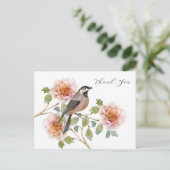 Vogel in bloemen bedankkaart briefkaart (Staand voorkant)