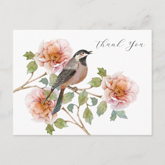 Vogel in bloemen bedankkaart briefkaart (Voorkant)