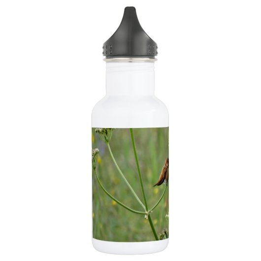 Vogel in bloemen waterfles  (Links)
