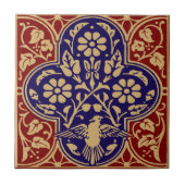  vogel in bloemenwijnstok fries patroon tegeltje (Voorkant)