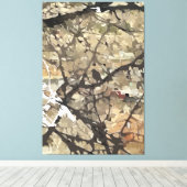 Vogel in boomverrekte canvasafdruk canvas afdruk (Insitu (Houten vloer))