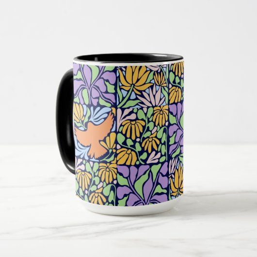 Vogel in botanische Mok (Voorkant links)