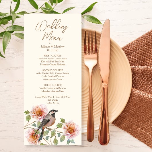 Vogel in Bruiloftsbloemen Menu