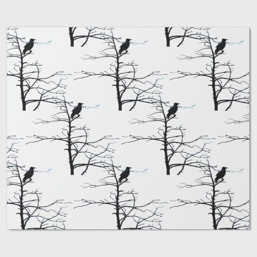 Vogel in de boom van Branch Silhouette Cadeaupapier (Vlak)