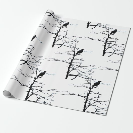 Vogel in de boom van Branch Silhouette Cadeaupapier (Uitgerold)