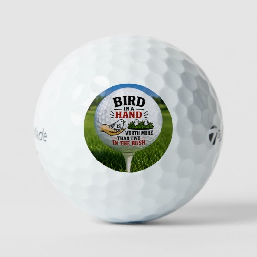 Vogel in de Hand – Grappige Golfbal Spreuk Golfballen (Voorkant)