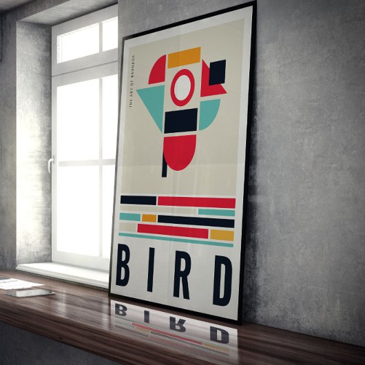 Vogel in de kunst van Bauhaus. Poster