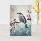 Vogel in de regen met sympathie kaart (Gele Bloem)